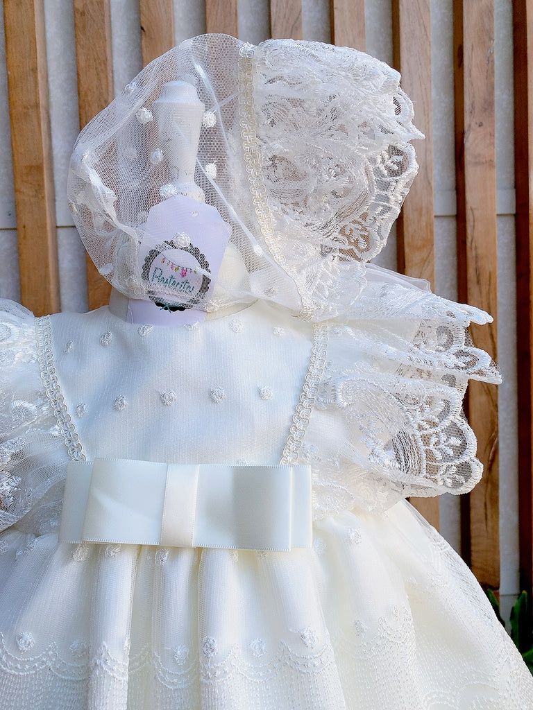 Ropon desmontable mangas ángel con moño en medio color ivory