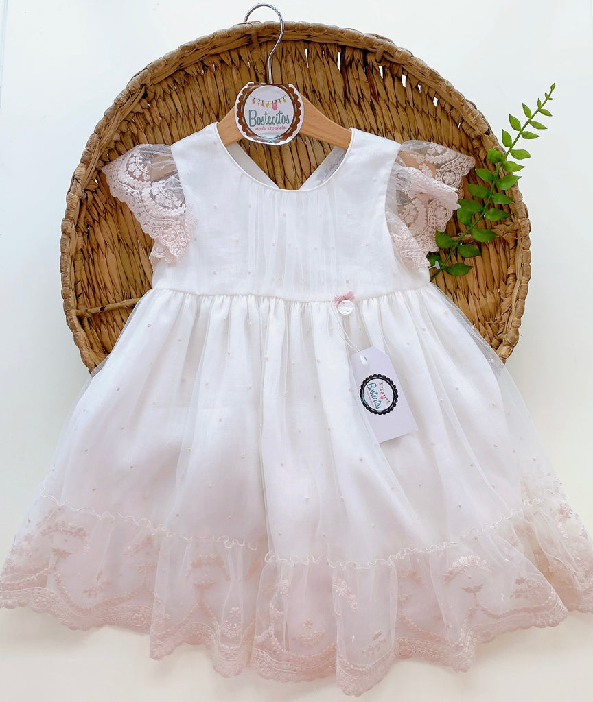 VESTIDO BLANCO FLORES ROSITAS