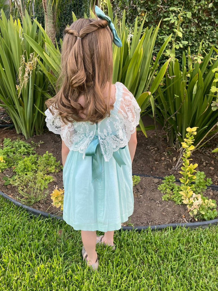 Vestido ceremonia azul-verde