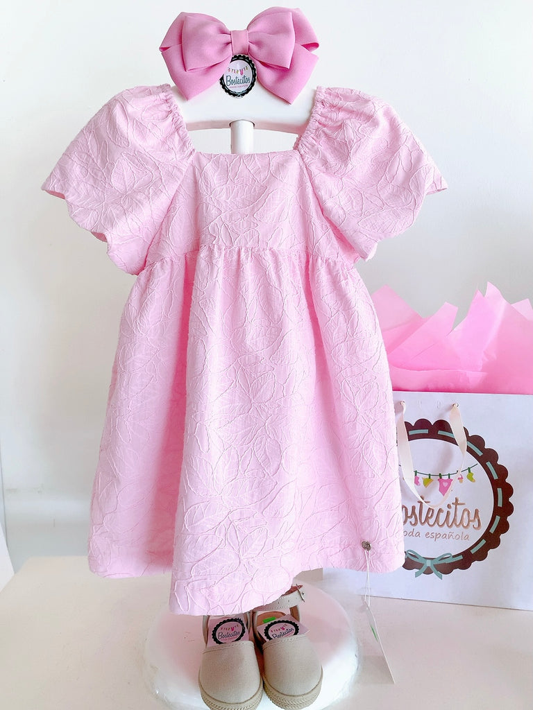 Vestido rosita bebé flores bordadas rosas