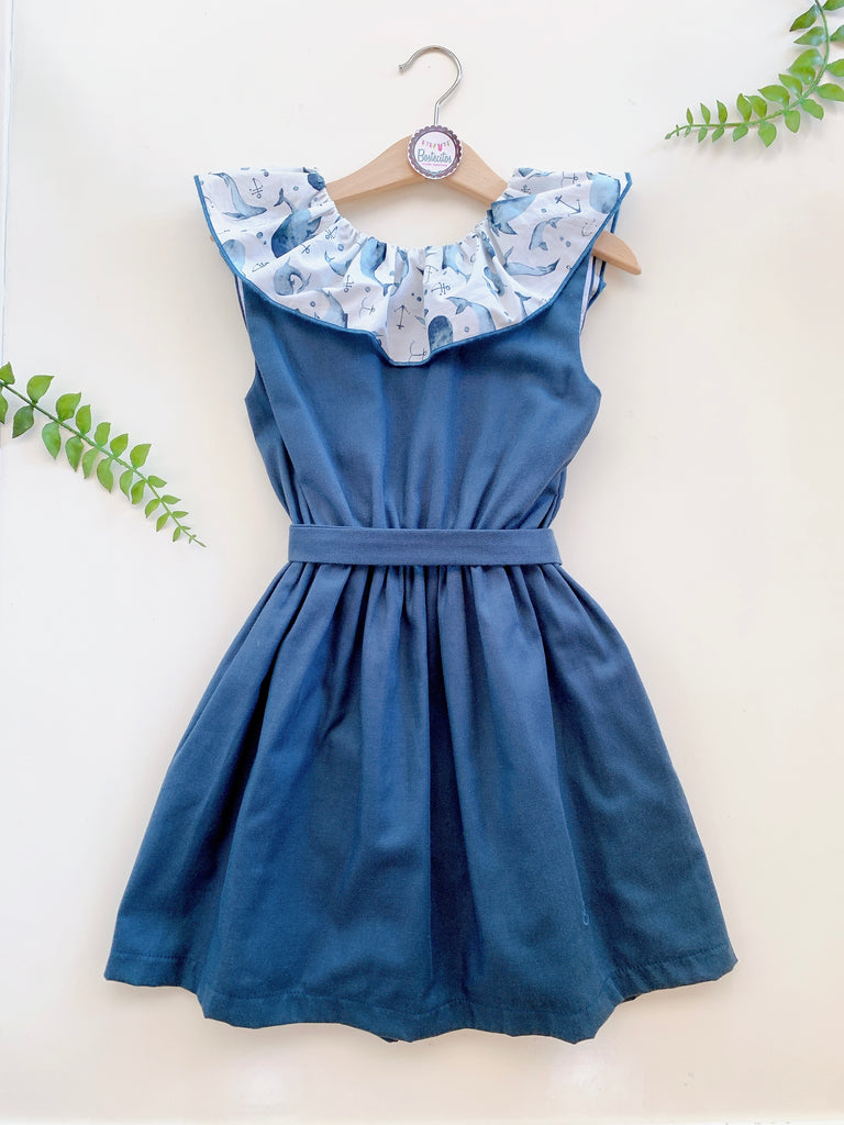 Vestido tipo denim con Olán