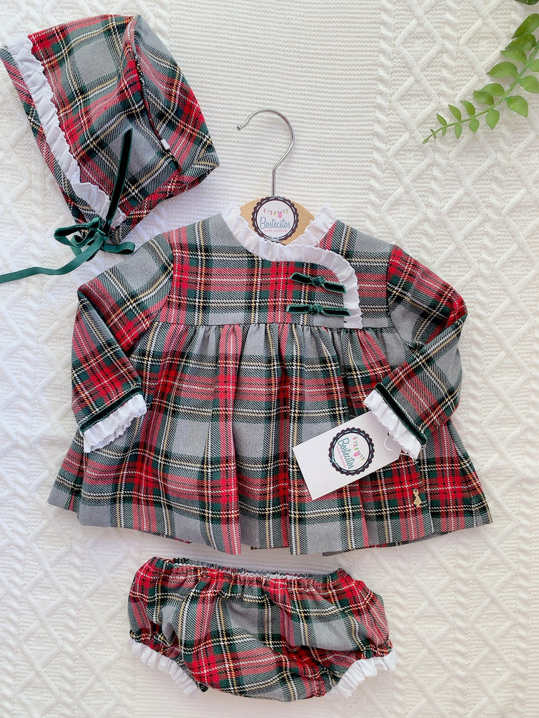 Vestido navideño cuadros rojos