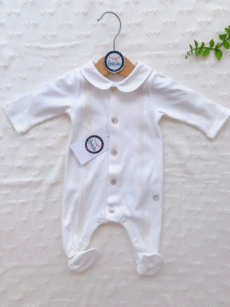 Mameluco blanco algodón cuello blanco