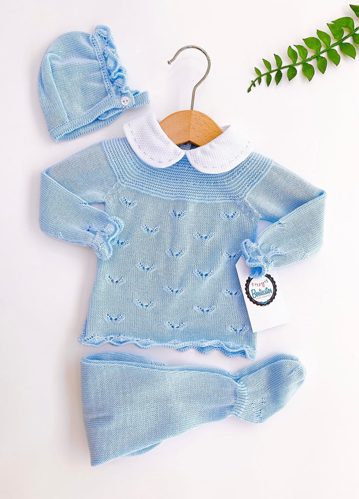 CONJUNTO TEJIDO AZUL CELESTE UVE