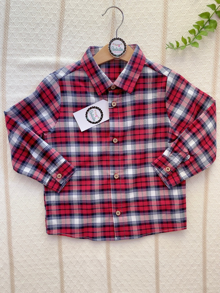 Camisa roja cuadros con azul marino