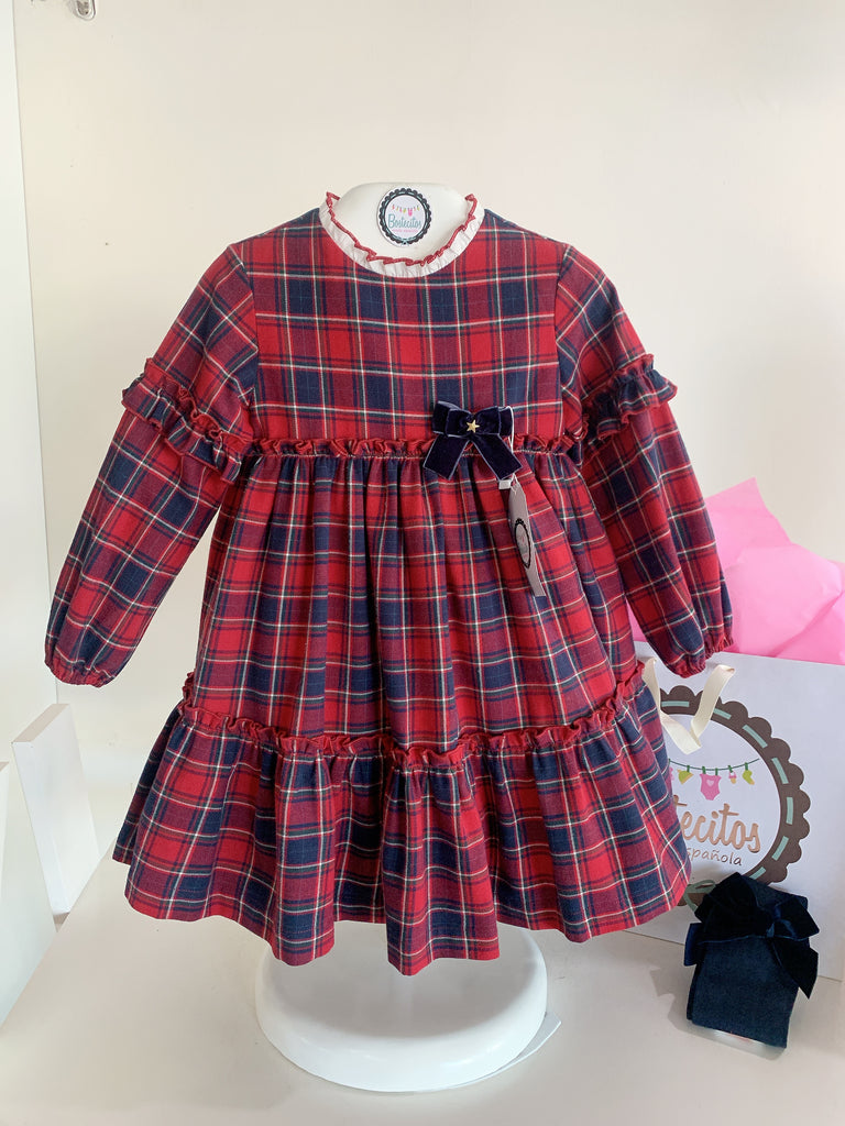 VESTIDO CUADROS ROJO Y AZUL (5 años)