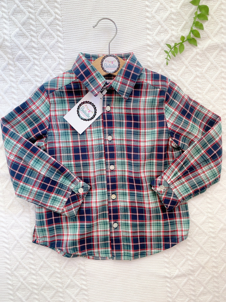 Camisa cuadros verdes con azul marino