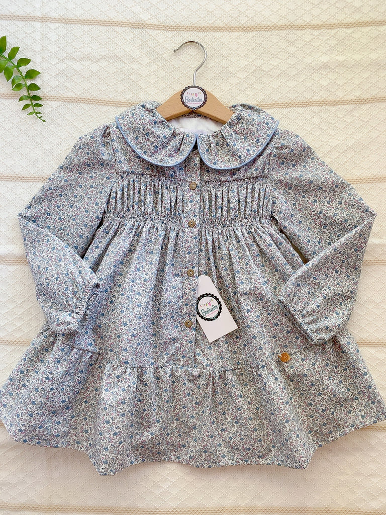 Vestido de flores lilas  manga larga