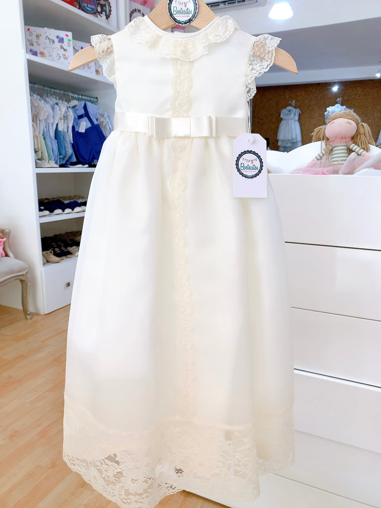 ROPON BLANCO Y BEIGE LISO GASA (12 MESES)
