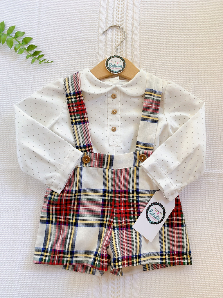 Conjunto Camisa +short con tirantes navideño rojo cuadrado