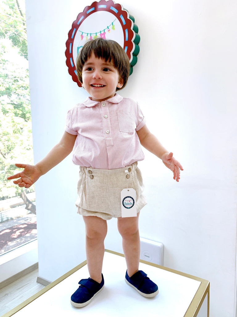 Conjunto camisa rayas con short color caqui