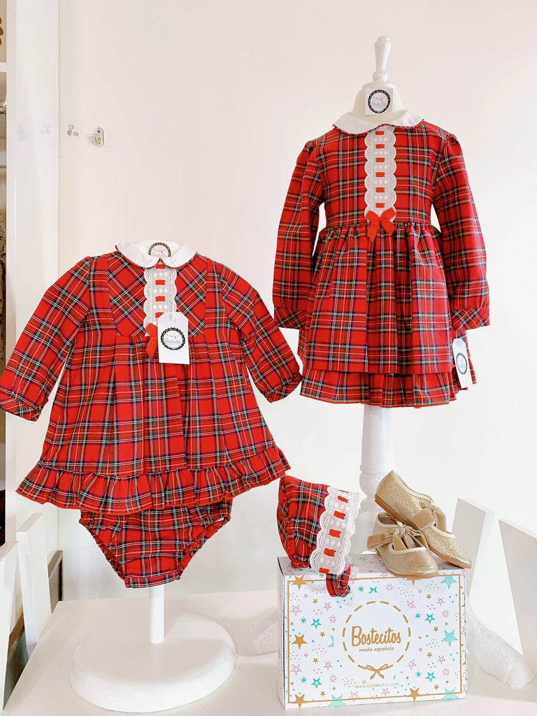 Conjunto rojo navideño con gorro