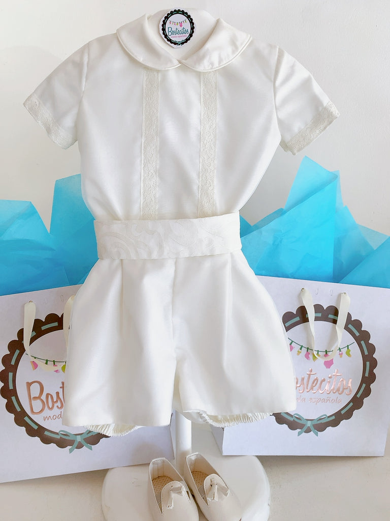 CONJUNTO CAMISA Y SHORT BEIGE CEREMONIA