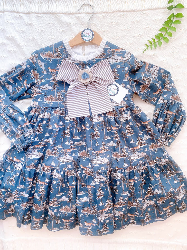 VESTIDO AZUL MARINO CUELLO MOÑO (8 años)