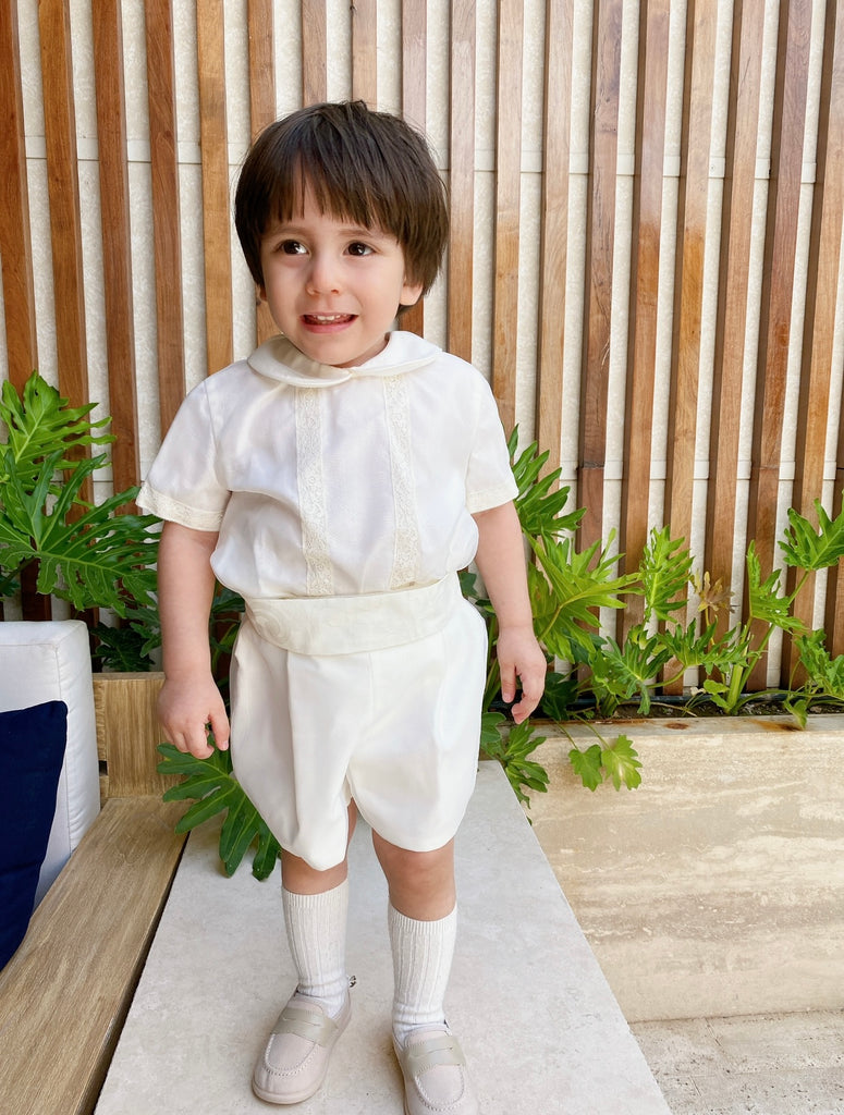 CONJUNTO CAMISA Y SHORT BEIGE CEREMONIA