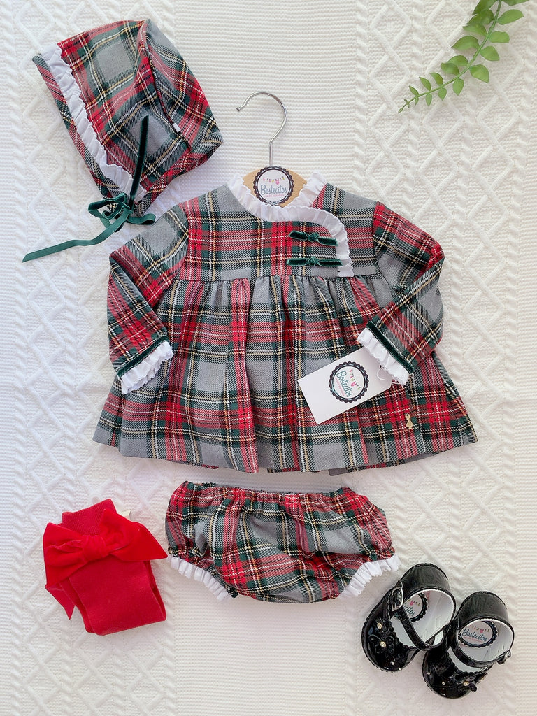 Vestido navideño cuadros rojos