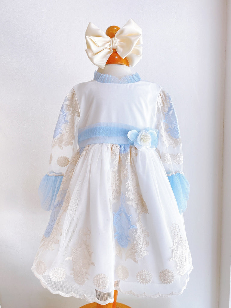 Vestido ceremonia beige con azul (6 años)