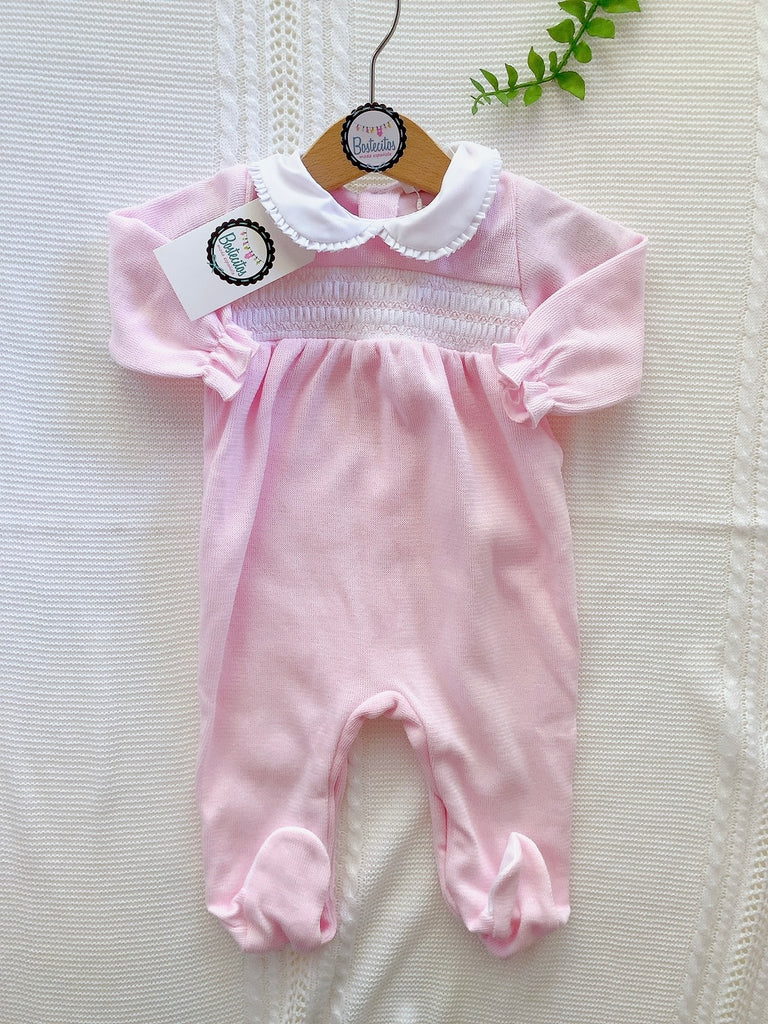 Mameluco rosita bordado cuello blanco