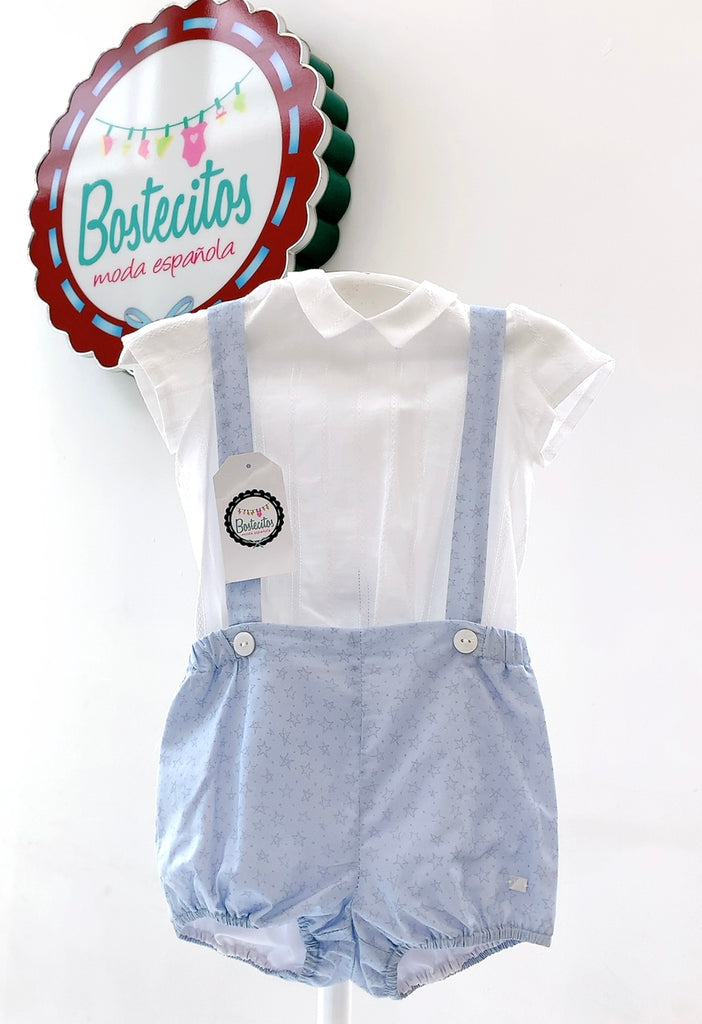 Conjunto short con tirantes estrellas azul