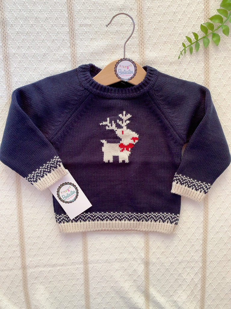 Suéter azul marino venadito