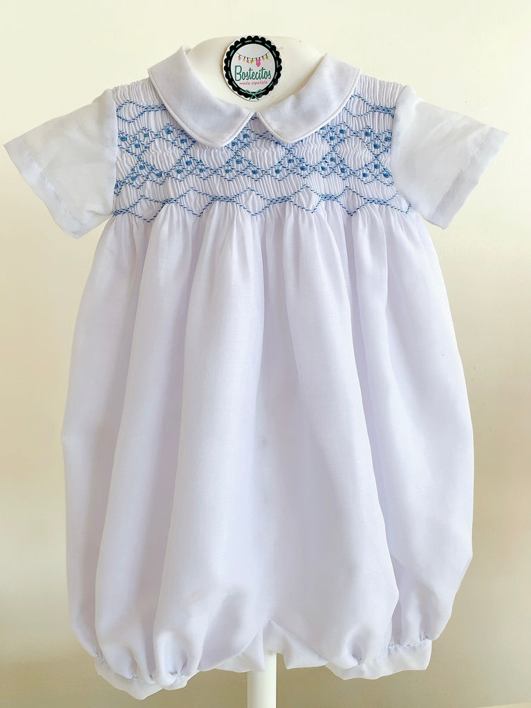 Bombacho blanco con bordado azul (6 meses)