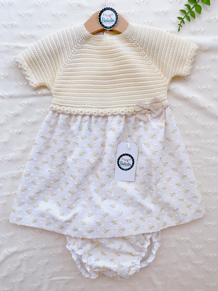 VESTIDO AMARILLO CARACOLES TEJIDO (24 meses)