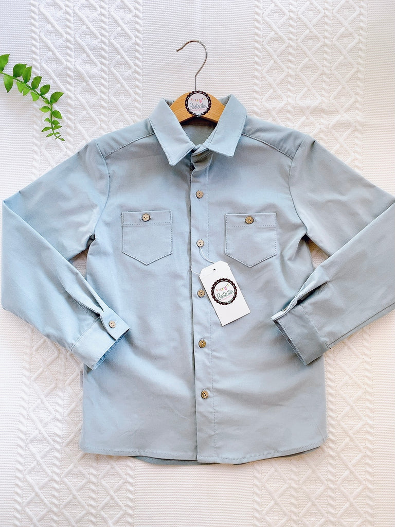 Camisa azul pana manga larga