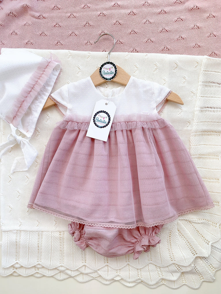 VESTIDO 3P GASITA ROSA CON BLANCO