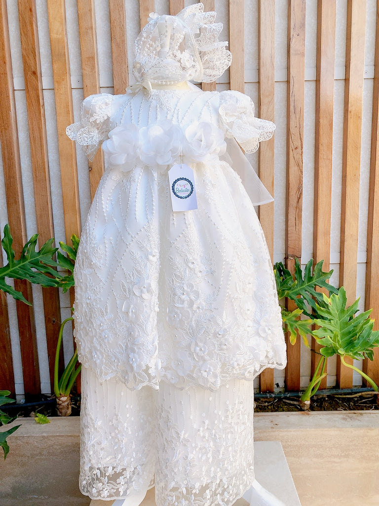 Ropon desmontable color Ivory 3 flores al frente