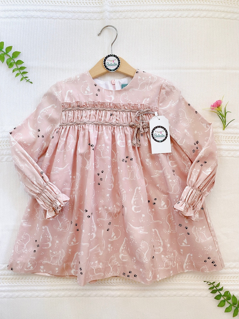 Vestido rosa estampado gatitos