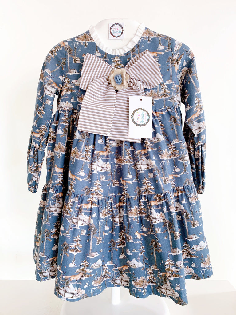 VESTIDO AZUL MARINO CUELLO MOÑO (8 años)