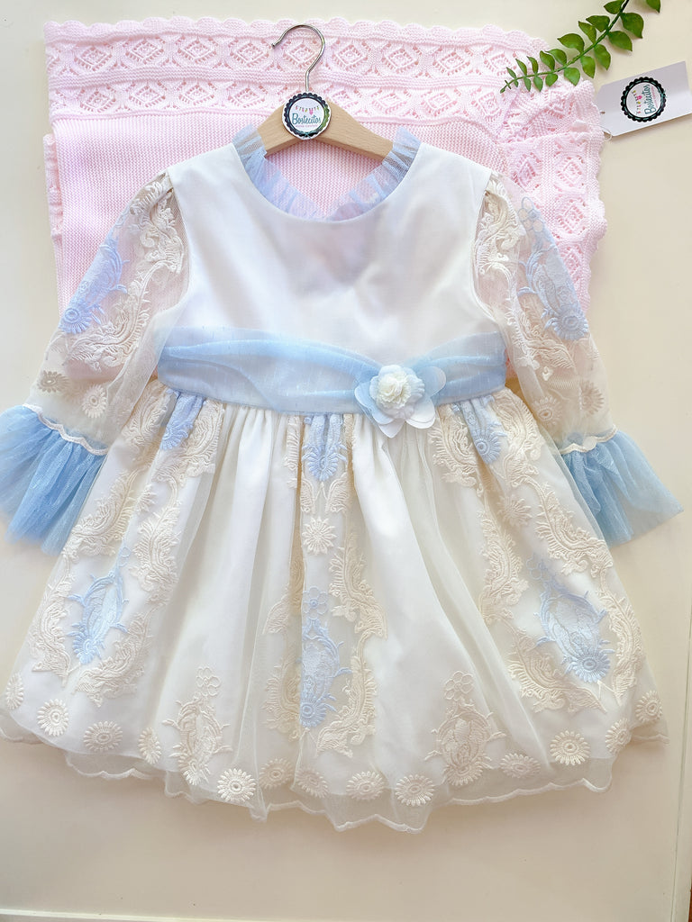 Vestido ceremonia beige con azul (6 años)