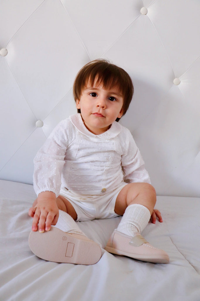 Conjunto camisa plumeti, color blanco Perla