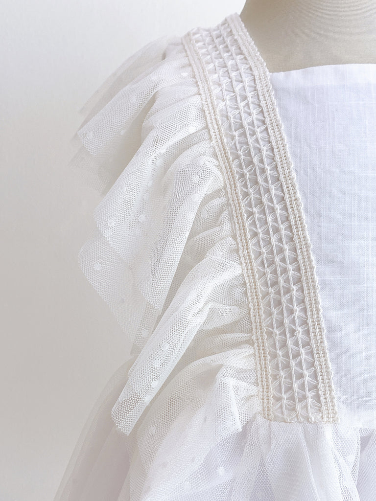 Vestido ceremonia blanco con moño