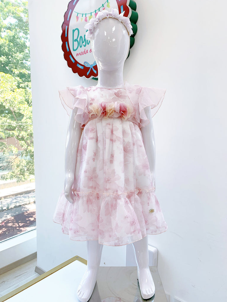 Vestido flores rosa ceremonia