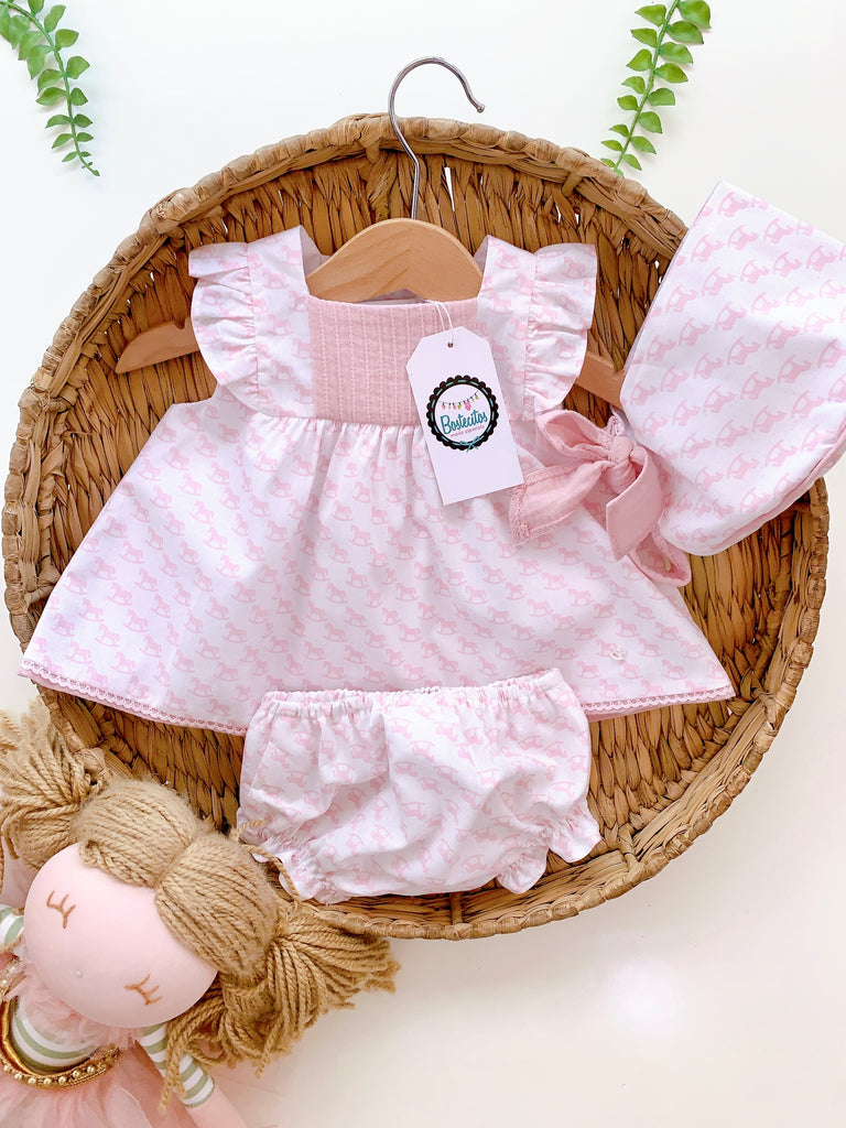 Conjunto 3 pzas caballito rosa (36 meses) | Bostecitos