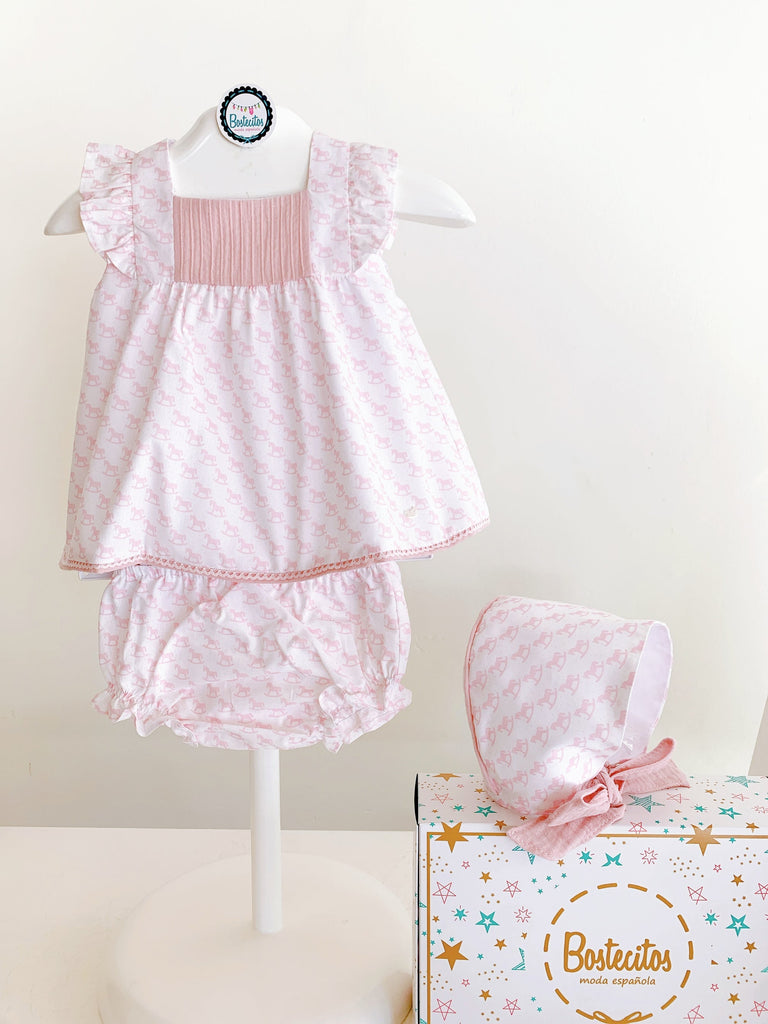 Conjunto 3 pzas caballito rosa (36 meses) | Bostecitos