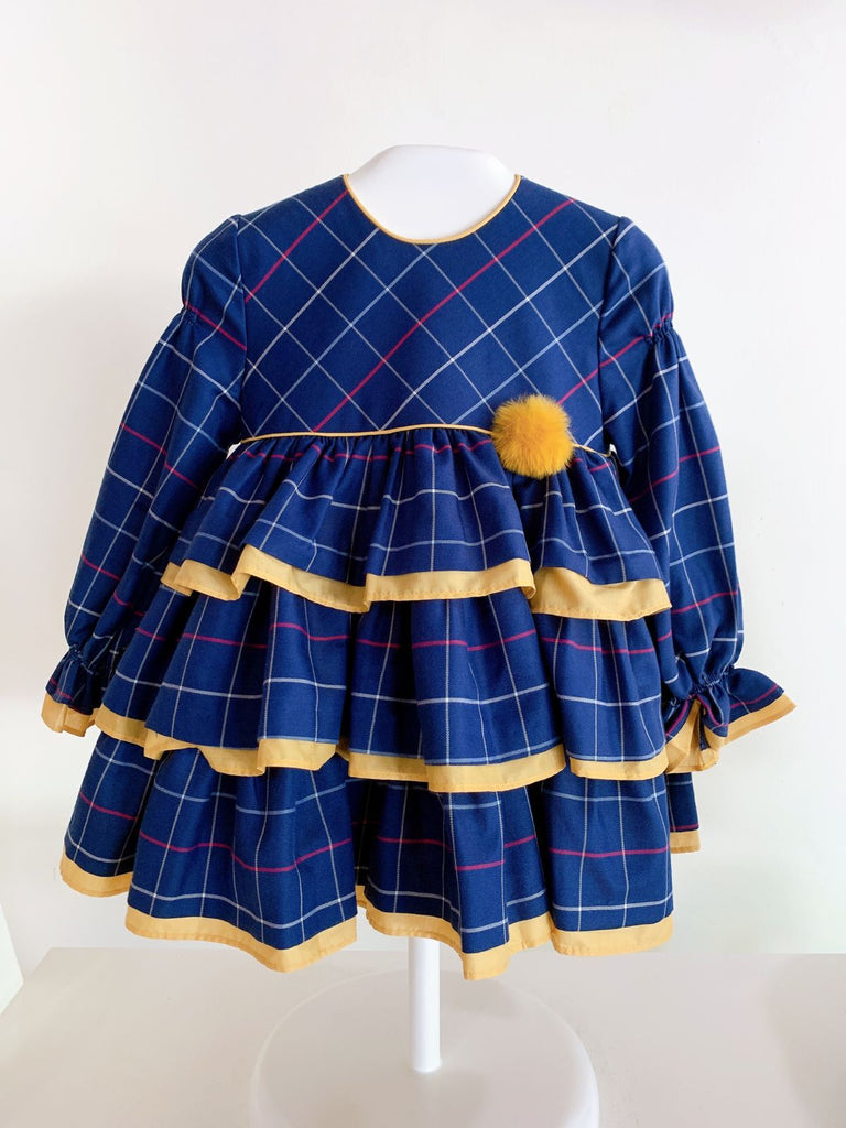 Vestido azul marino lineas (4 años )