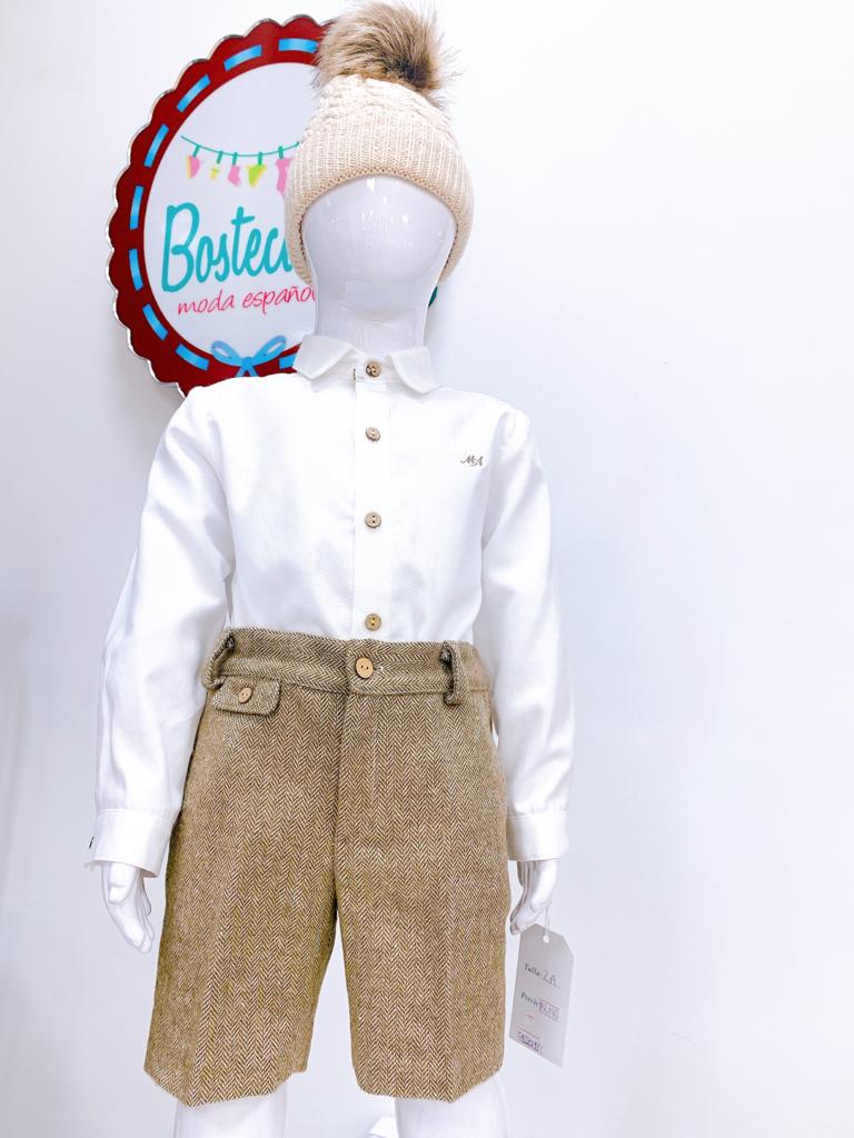 Camisa blanca short café