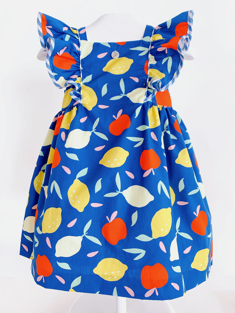 Vestido azul limón y manzana